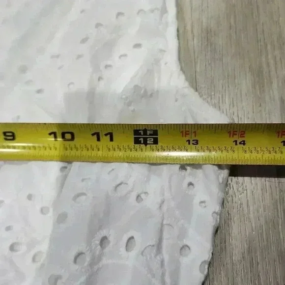 Japna Women's Sleeveless Elastic Waist Ruffle Lined Eyelet Dress White Medium - Picture 3 of 7